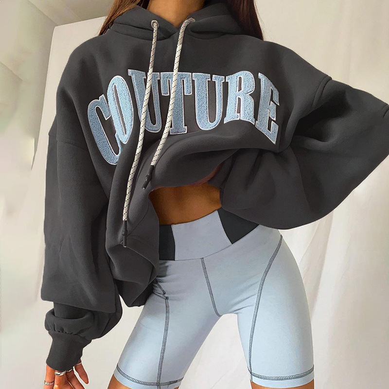 2021Women's thermal Coat fashionable loose long-sleeves women plus size casual daily knitted pullover hoodie