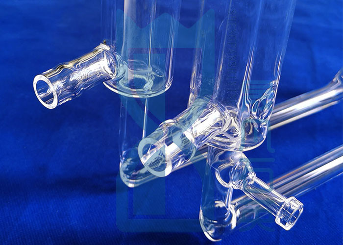 Polishing Double Deck Clear Fused Silica Tube With Side Tube
