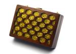 Fashionable Hollowed Wood Evening Clutch Bags For Lady With Foil Gold Sheet