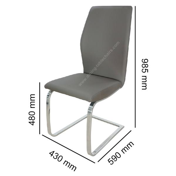 Modern PU Dining Chairs Thickly Foamed Seat Curved Back Scratch Proof