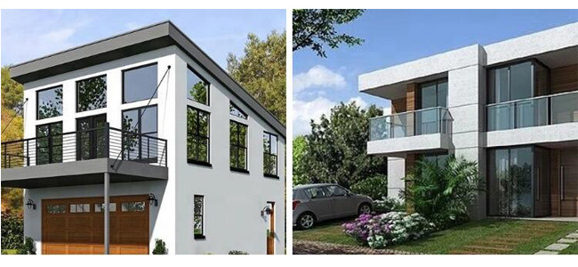 Double Storey Light Steel Prefab House / 4 Bedroom Prefab House Easy Assembling