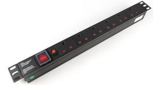 Wholesale 1U 6 way Cabinet PDU with Switch and Overload protection 250V, 13A UK from china suppliers