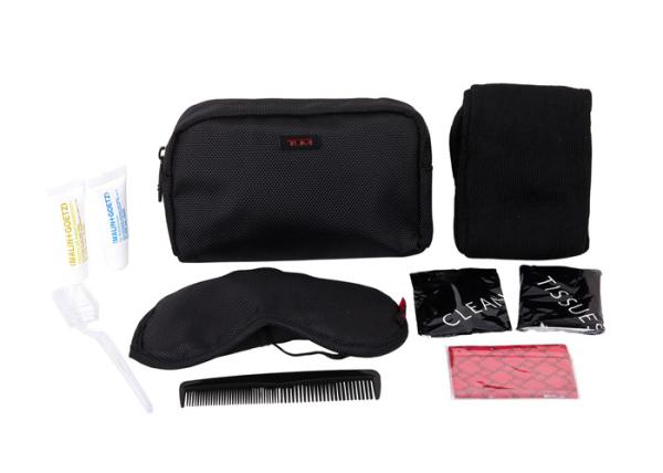 Practical Airline Amenity Kits Oxford Fabric Material Small Travel Kit Black