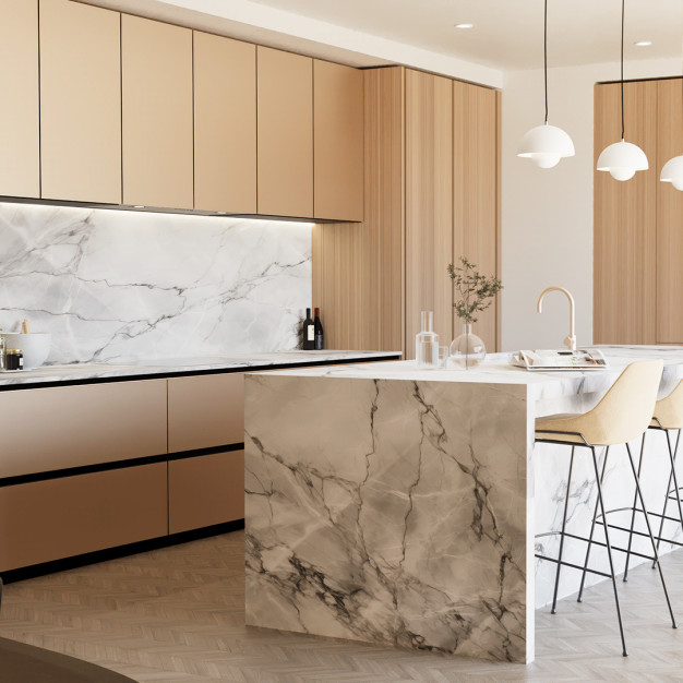 Kitchen Storage Wood Grain Modular Kitchen Cabinets Complete Sets For Villa