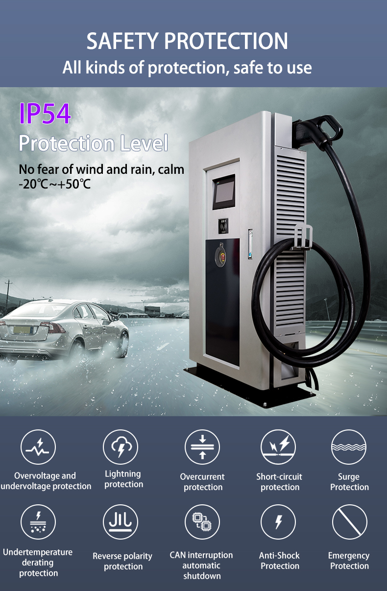 Nominal Input Voltage 380 VAC ± 15% Chademo CCS Fast Charging Advertisement Screen for 60kW EV Car Charging Station Machine
