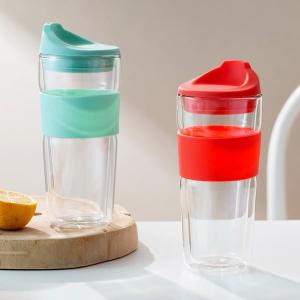 Wholesale 455ml Double Wall Drinking Glass Borosilicate Glass 16 Ounce Insulated Tumblers from china suppliers