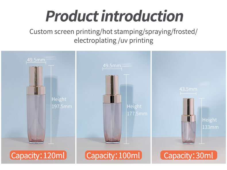 Acrylic Industrial Cosmetic Lotion Pump Bottle , Essential Oil Bottle With Collar Material