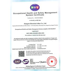 Jiangyin Electrical Alloy Co., Ltd. Certifications