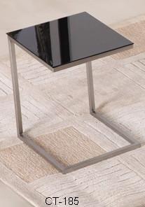Black CT-185 Glass Top Side Table Easy Installation Fashionable With Modern