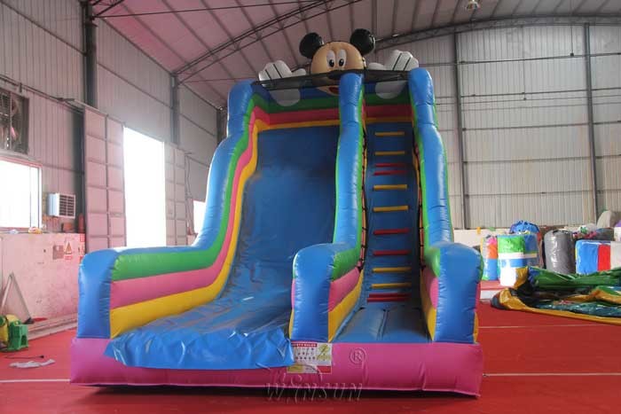 Mickey Theme Commercial Inflatable Slide , 0.9mm PVC Big Blow Up Slide