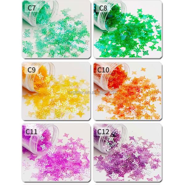 DIY Craft Embellishments Hollow Four Pointed Star Sequins in Mixes and Customized Shape