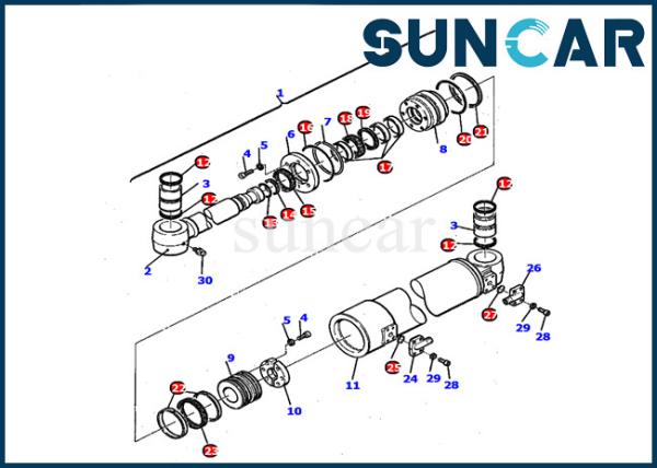 PC110R-1 Komatsu Excavator Inner Repair Kit 21D-61-14140 Boom Swing Cylinder