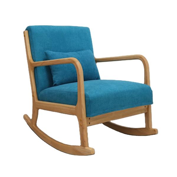 Wooden Sofa Chair Customization Luxury Fabric Velvet KD Model Rocking Armchair