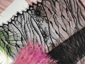 Wholesale Black Lurex Metallic Flower Line French Chantilly Lace Fabric from china suppliers
