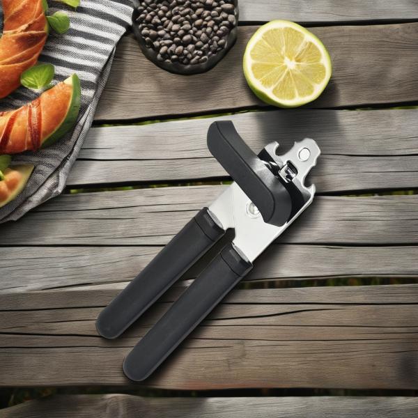 Stainless Steel Compact Can Opener with Multifunction Bottle Opener and Plastic
