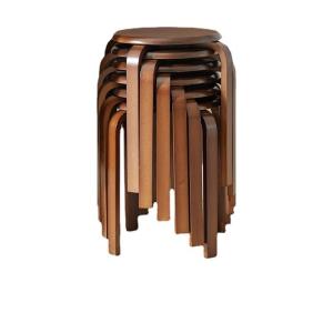 Wholesale OEM Service Accepted Fashion Simple Stool Modern Household Small Round Solid Wood Stackable Chairs Wood Stool Curved Wood Stool from china suppliers