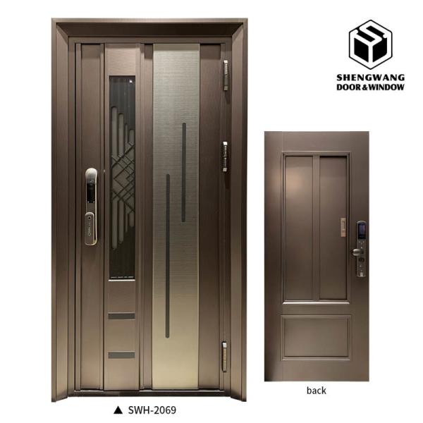 Silvery Fireproof Aluminium Bedroom Door Customized Color Mdf Solid Core Door