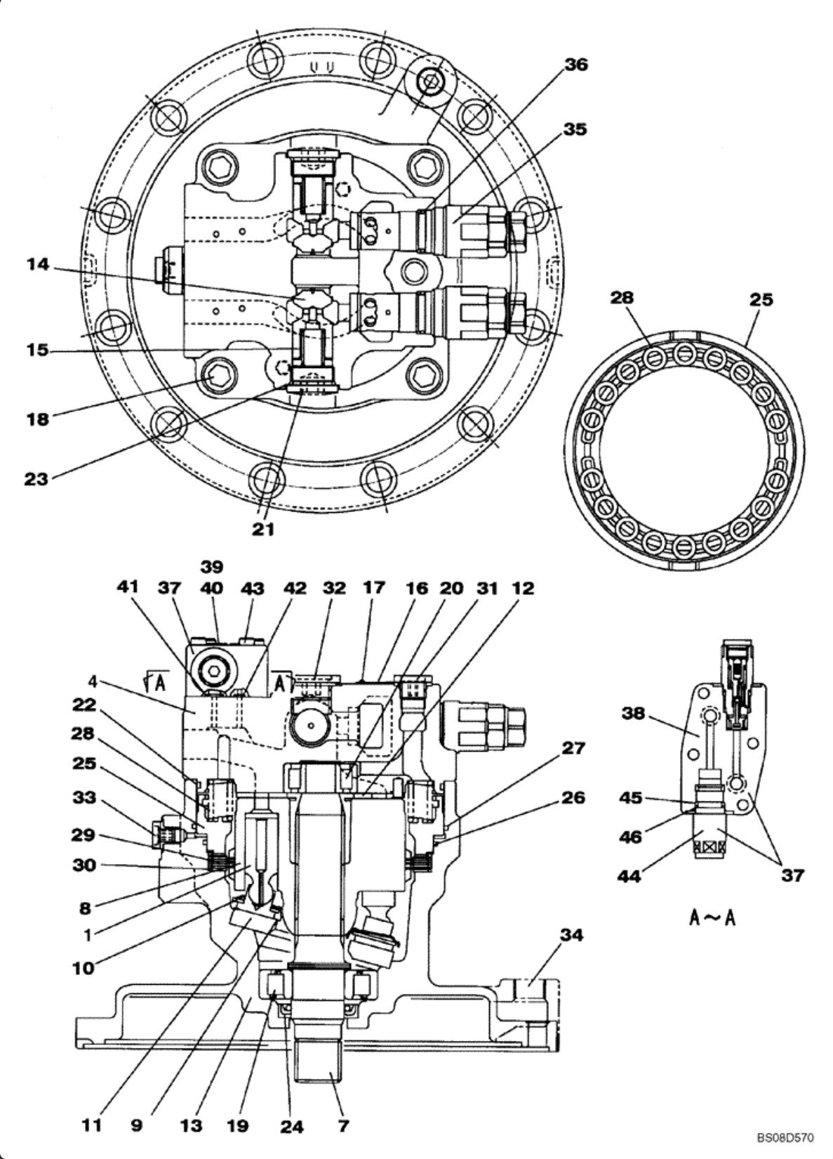 CX360B Swing Device SH350-5 Swing Motor With Gearbox Assy Excavator Hydraulic Parts