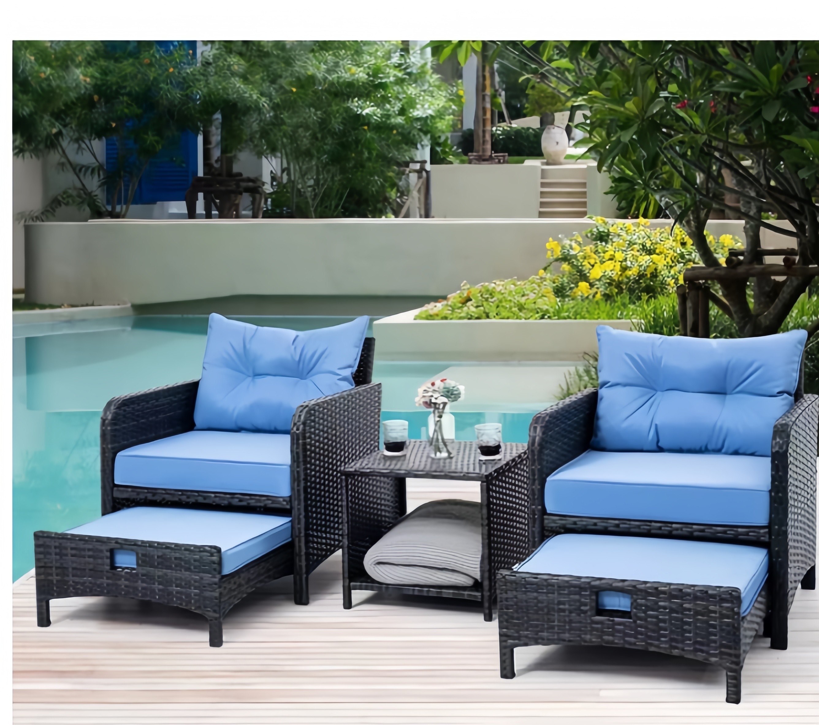 Garden Rattan Outdoor L Shaped Sofa Customized Sizes Patio Furniture Sets Garden Rattan Outdoor L Sofa