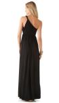 One Shoulder Black Jersey Dress , Cotton Ladies Ankle Maxi Dress