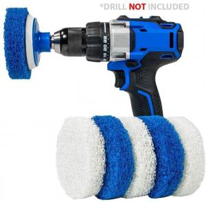 China 7 Pack Reversible Blue And White Scrub Pads Drill Cleaning Brush For Cleaning Bathrooms on sale