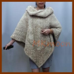 Wholesale knitted Mink fur ponch, mink fur cape -MKM105# from china suppliers
