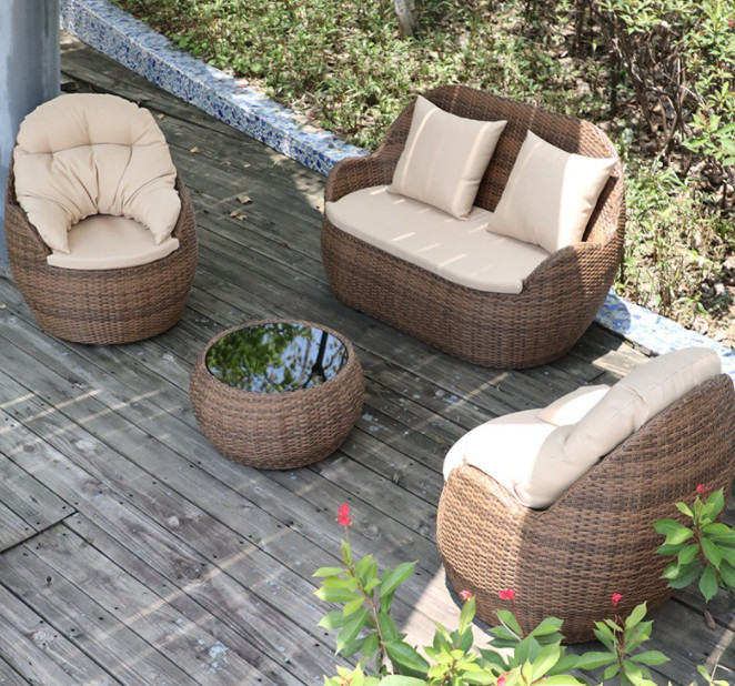Oval Woven Rope Garden Furniture Bed Leisure Outdoor Sofa Vine Chair Weaving