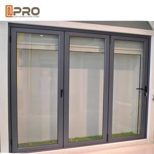 China Black powder coating commercial aluminum folding door with ready mold folding panel doors room doors folding sliding doo on sale
