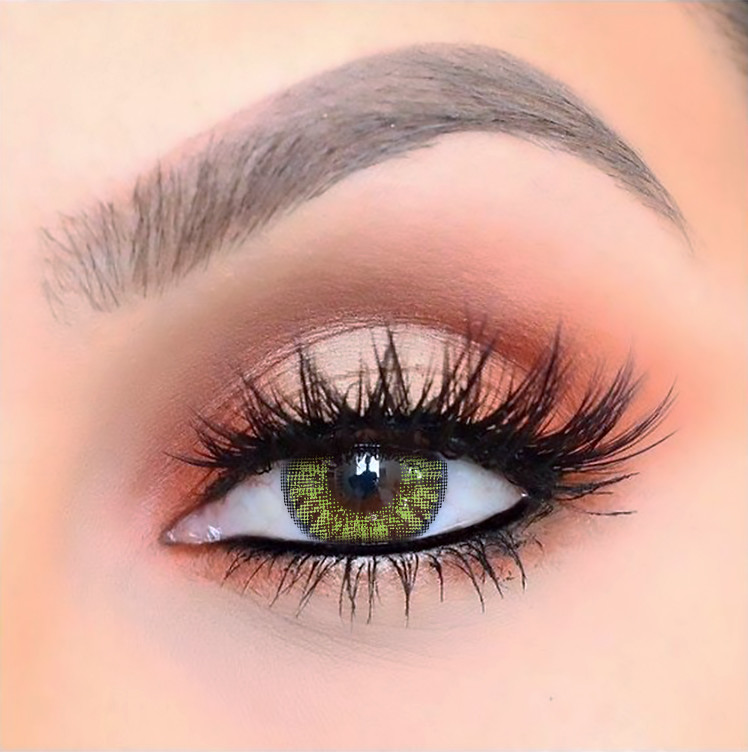 Custom Reusable Colored Sea Olive Green Contact Lens Yearly 14mm