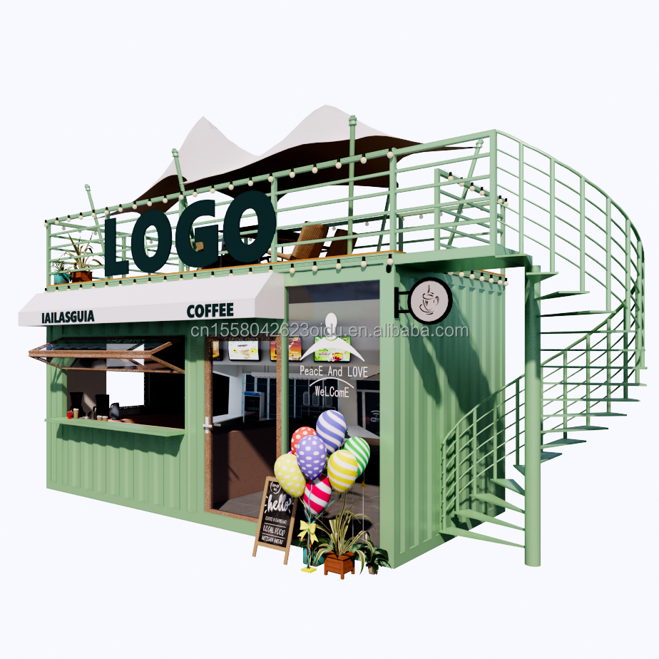 Galvanized Steel Bending 20ft Prefabricated Container for Customized Color Restaurant Cafe Coffee Shop Bar