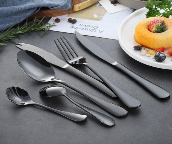 Quality Stainless Steel Cutlery with Black Color/Flatware Set/Tabletop/Le posate/Talheres for sale