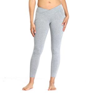Wholesale Senda Spandex Polyester Light Grey High Waisted Yoga Pants XL Plus Size from china suppliers