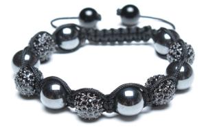 Wholesale Adjustable Shamballa Bracelet, Magnetic Hematite Faceted Rounds/Black Rhinestone Ball from china suppliers