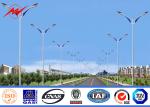 12 M 3.5mm Double Arm Street Light Poles , Steel Tubular Pole 15 Years Warrenty