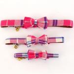 Soft Comfortable Cat Dog Collar With Cute Plaid Bowtie Large Size Neck 14.4"-22"
