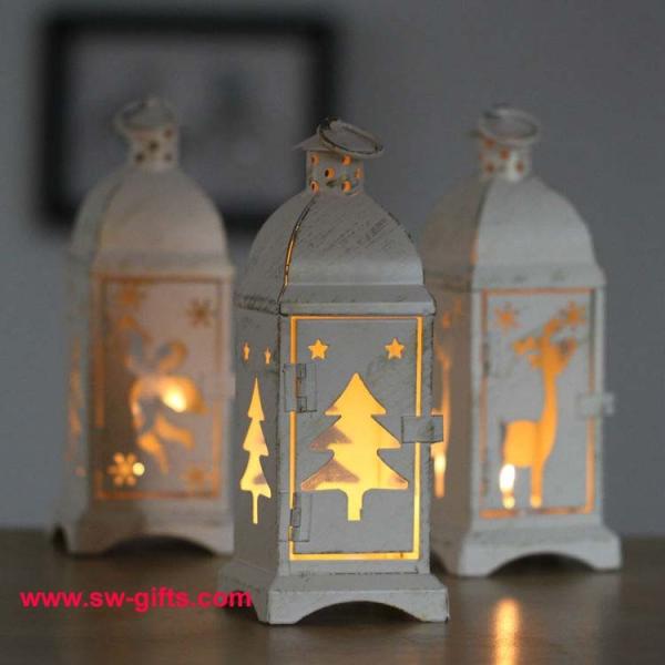 White Metal Lantern Christmas Decoration Designs Hurricane Lamp Nordic Candle