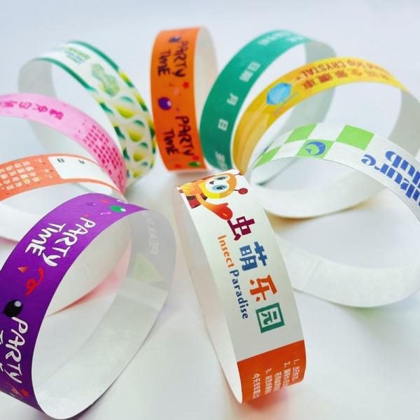 Secure Waterproof Wristbands Tyvek Paper Wristbands with Snap Closure Full Color