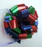 Multi color Pull bow Christmas Gift Stripes , Swirls Pom Pom Bow , 5" Wide wired