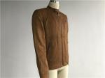 Tan Color Mens Suede Leather Jacket , Faux Leather Biker Jacket TW69110
