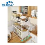 White Color 2 Tiers Kitchen Fridge Storage Rack Black Color 37.4x21.9x44cm