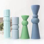 Large Tall Pillar Decorative Candle Mold Roman Aesthetic Striped Cylindrical