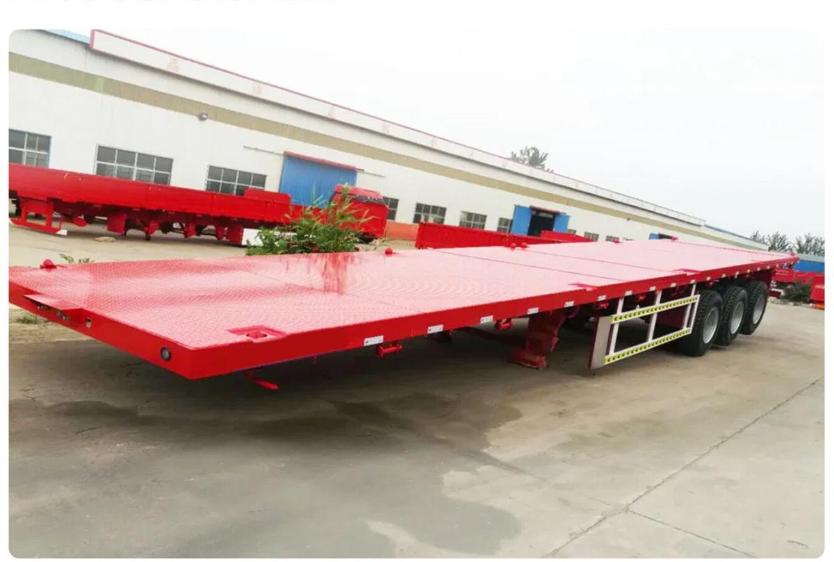 Customized 1240*2480*1600mm 3 axles 60T carry 20ft\40ft container bagged cement and the other kind of bulk cargo Flatbed Trailer
