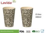 Gray Large Volume Bamboo Fiber Cup Vintage Flower Style Disposable Food Grade