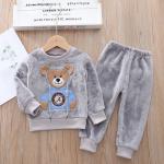 18kg Winter Toddler Unisex Children Thermal Bear Flannel Pajamas Set OEM
