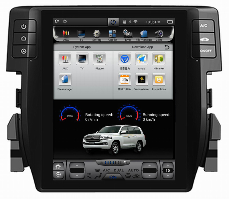 Ouchuangbo huge Vertical Screen Tesla Style Android 6.0 car audio gps navi for Honda Civic 2015 with auto player USB