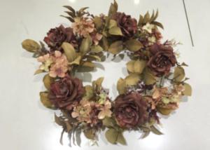 Wholesale Autumn Style 50cm Artificial Maple Rose French Hydrangea Wreath from china suppliers