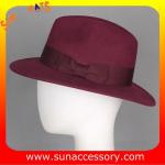T0061197 Sun Accessory customized winner fashion 100% wool felt fedora hats,