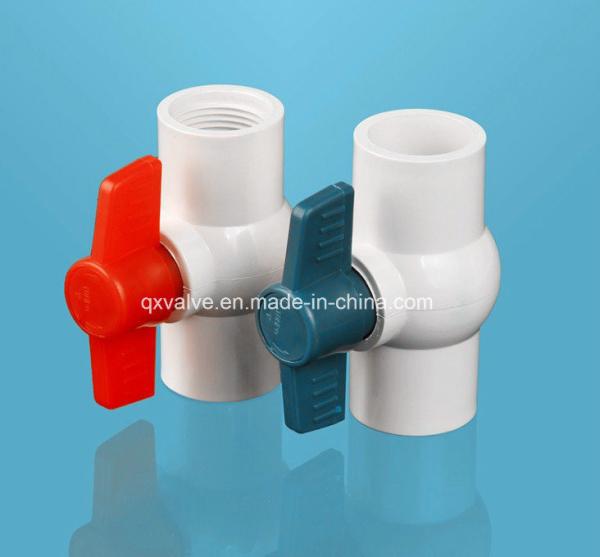 32mm X 32mm Slip Ends Two Way PVC Ball Valve White Red for High Pressure