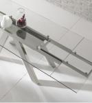 900mm Width Extensible Tempered Glass Dining Table DT-31097 With Stainless Steel