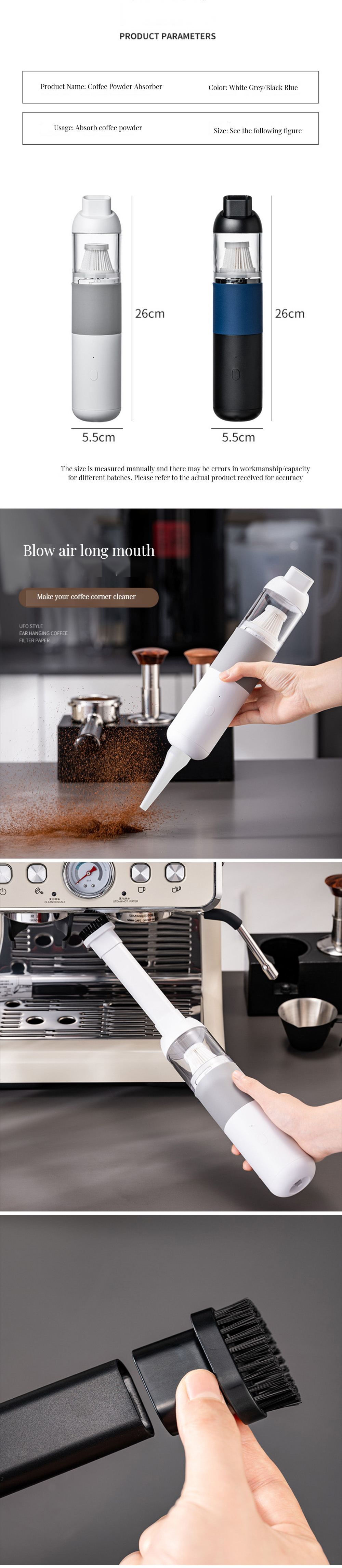 Coffee Tea Tools Compact Wireless Rechargeable Vacuum Cleaner for Baristas and Cafes